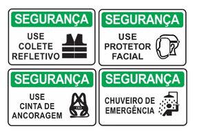 Placas de segurança e sinalização de risco