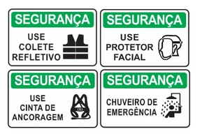 Placas de segurança e sinalização de risco