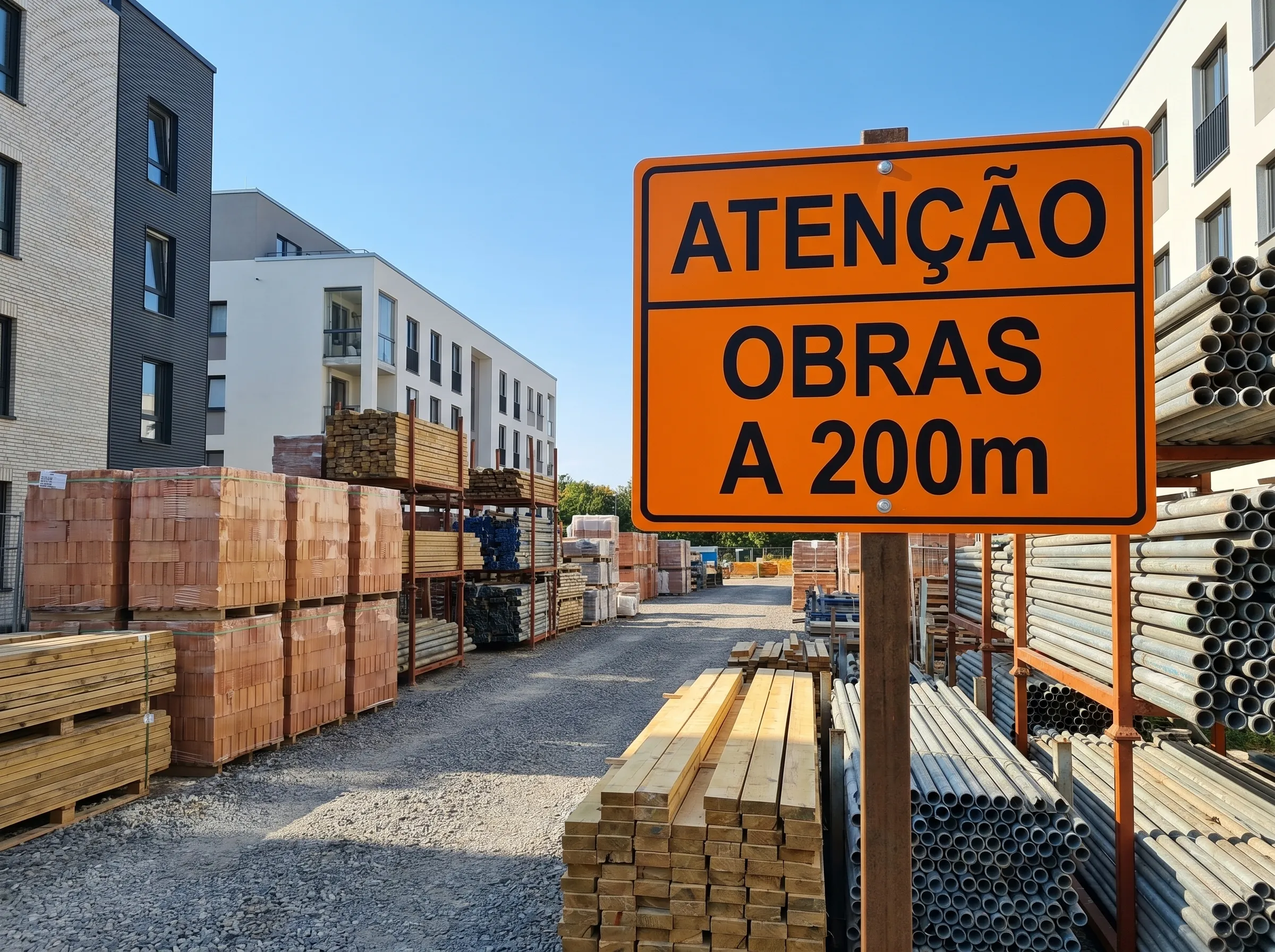 Canteiro de obras organizado e finalizado com sinalização completa